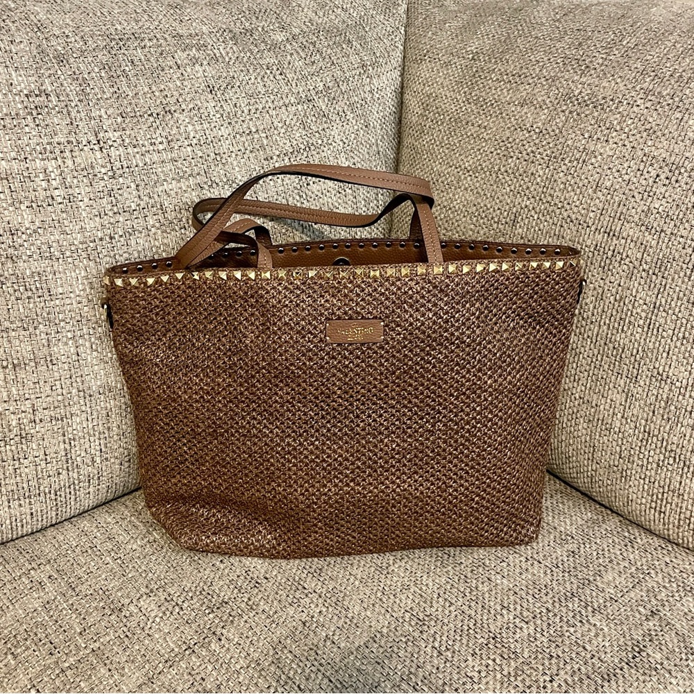 Valentino Brown Woven Tote Bag